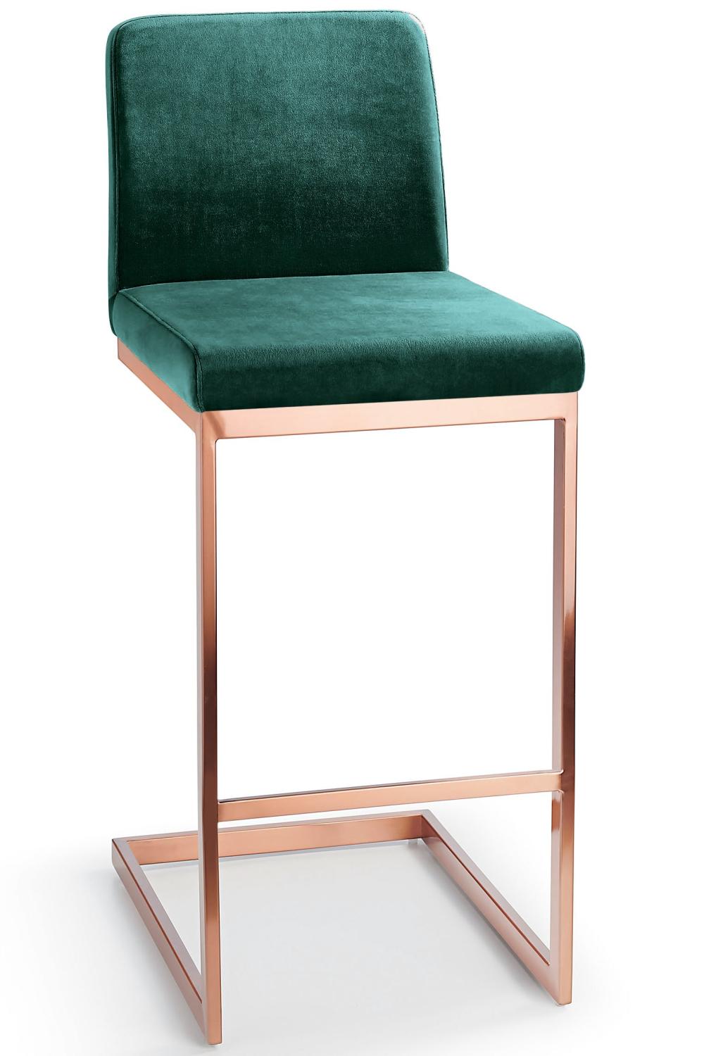 Ark Rose Gold Bar Stool Green Velvet