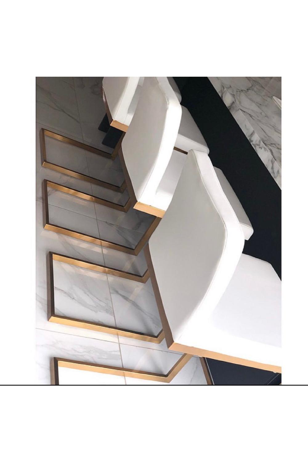 Ark Gold Bar Stool White