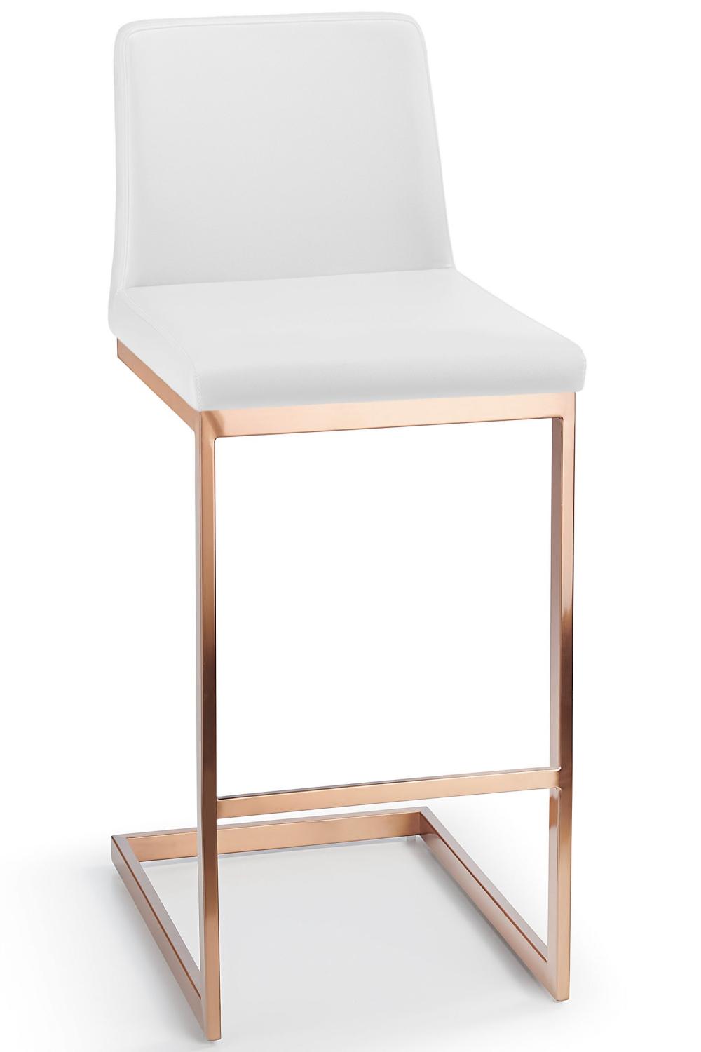Ark Rose Gold Bar Stool White