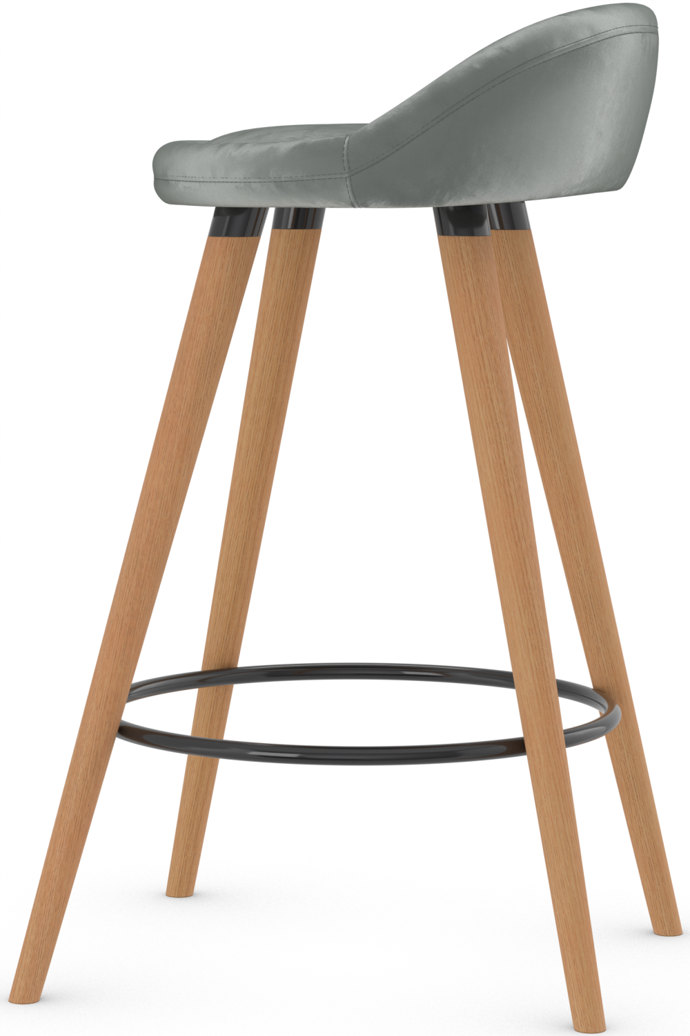 Skandi Bar Stool Grey Velvet