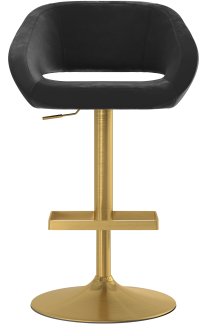 Actona Brushed Gold Bar Stool Black Velvet