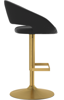 Actona Brushed Gold Bar Stool Black Velvet