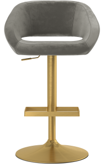Actona Brushed Gold Bar Stool Grey Velvet