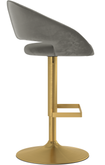 Actona Brushed Gold Bar Stool Grey Velvet