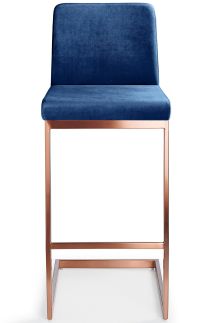 Ark Rose Gold Stool Navy Velvet
