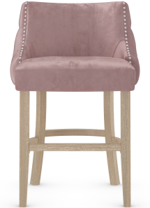 Carlton Oak Bar Stool Blush Velvet