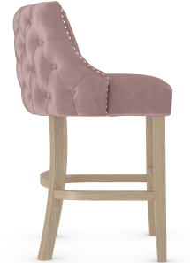 Carlton Oak Bar Stool Blush Velvet