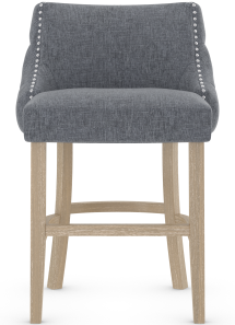 Carlton Oak Bar Stool Grey Fabric