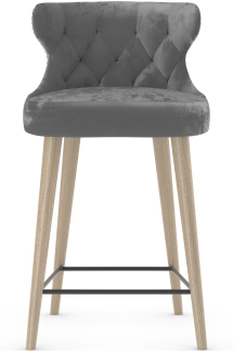 Costello Bar Stool Grey Velvet