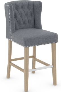 Earl Oak Bar Stool Grey Fabric