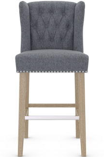 Earl Oak Bar Stool Grey Fabric