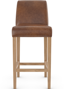 Firenze Rustic Oak Bar Stool Tan Aniline Leather