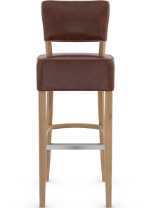 Genova Rustic Oak Bar Stool Antique Brown Bonded Leather