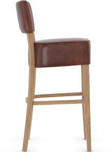 Genova Rustic Oak Bar Stool Antique Brown Bonded Leather