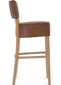 Genova High Rustic Oak Bar Stool Tan Aniline Leather