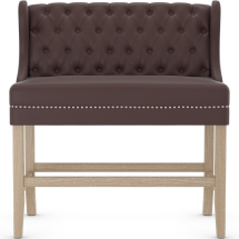 Kensington Oak Bench Brown Leather