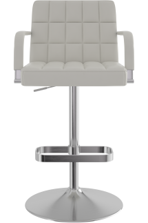 Kuba Real Leather Brushed Bar Stool White