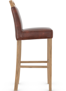 Modena Rustic Oak Bar Stool Antique Brown Bonded Leather