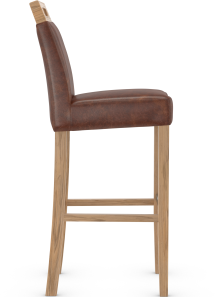 Modena Rustic Oak Bar Stool Brown Aniline Leather 