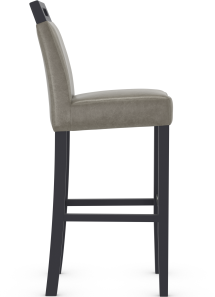 Modena High Black Bar Stool Grey Aniline Leather