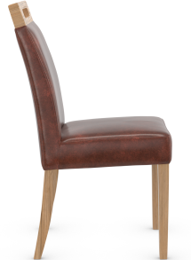 Modena Rustic Oak Dining Chair Antique Brown Bonded Leather