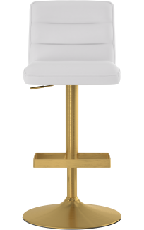 Plump Brushed Gold Bar Stool White