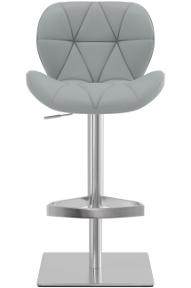 Profile Deluxe Real Leather Brushed Bar Stool Grey