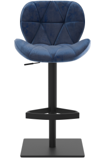 Profile Deluxe Black Bar Stool Navy Velvet
