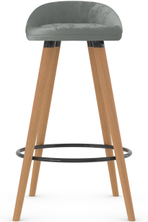 Skandi Bar Stool Grey Velvet