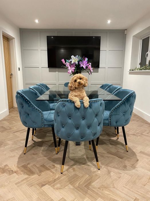 Ashby Dining Chair Teal Velvet