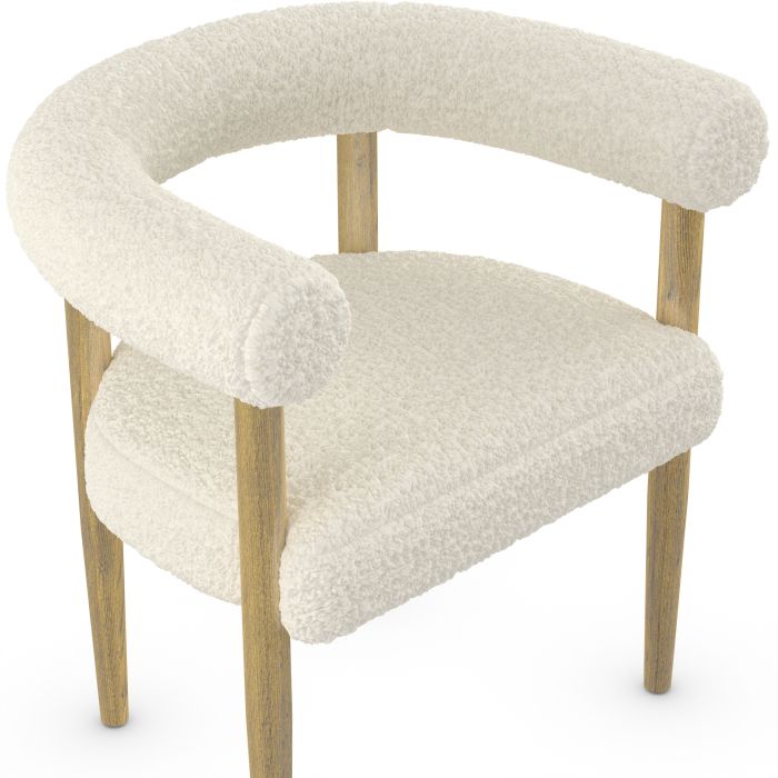 Barker Dining Chair Ivory Sherpa Fabric 