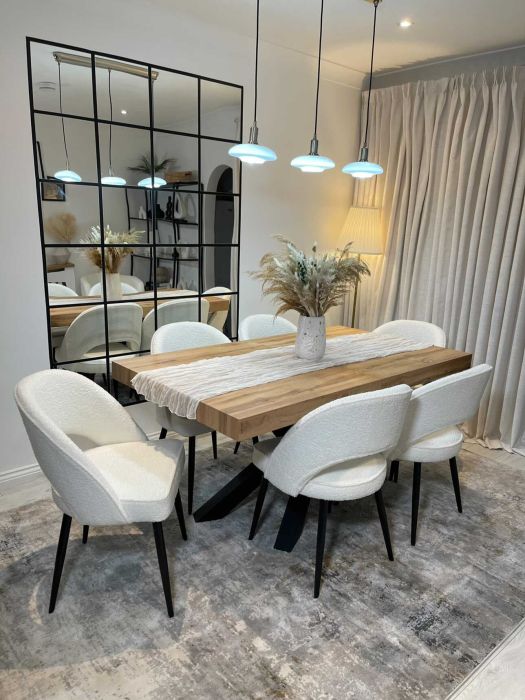 Skye Dining Chair Ivory Boucle Fabric