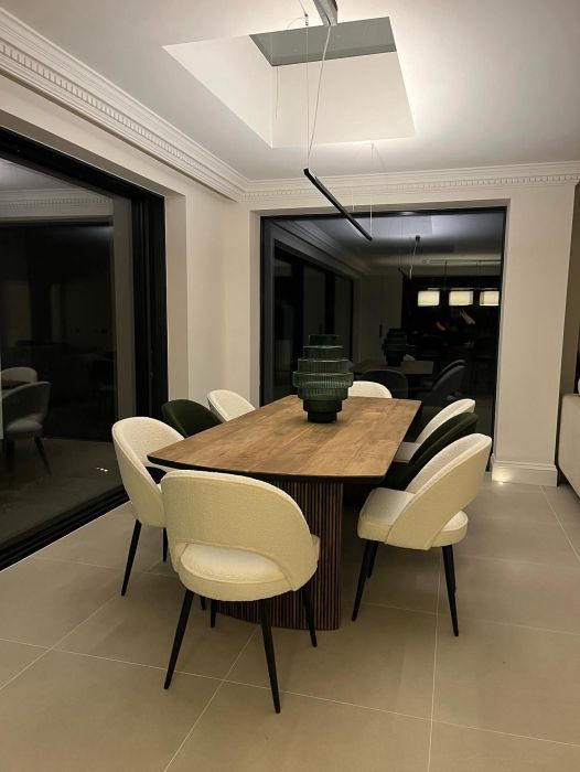 Skye Dining Chair Green Boucle Fabric