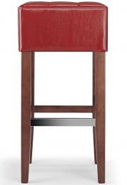 Cirocco Bar Stool Red Bonded Leather & Walnut