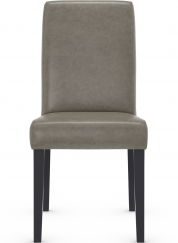 Firenze Matt Black Dining Chair Grey Aniline Leather