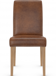 Firenze Rustic Oak Dining Chair Tan Aniline Leather