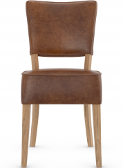 Genova Rustic Oak Dining Chair Tan Aniline Leather