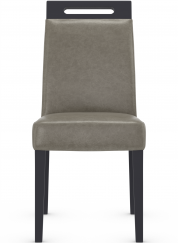 Modena Matt Black Dining Chair Grey Aniline Leather