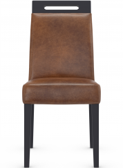 Modena Matt Black Dining Chair Tan Aniline Leather
