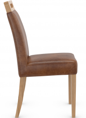 Modena Rustic Oak Dining Chair Tan Aniline Leather