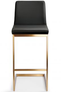 Ark Gold Bar Stool Faux Leather