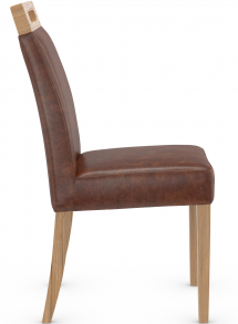 Modena Rustic Oak Dining Chair Brown Aniline Leather 