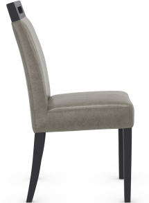 Modena Matt Black Dining Chair Grey Aniline Leather