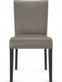 Pranzo Matt Black Dining Chair Grey Aniline Leather