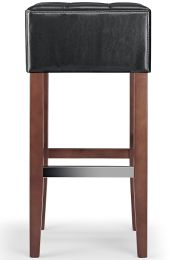 Cirocco Bar Stool Black Bonded Leather & Walnut