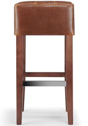 Cirocco Bar Stool Brown Aniline Leather & Walnut