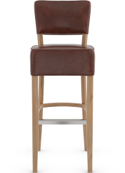 Genova Bar Stool Antique Brown Bonded Leather & Rustic Oak
