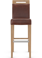 Modena Rustic Oak Bar Stool Antique Brown Bonded Leather