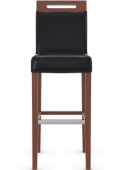 Modena Walnut Bar Stool Black Bonded Leather