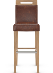 Modena Oak Bar Stool Brown Aniline Leather